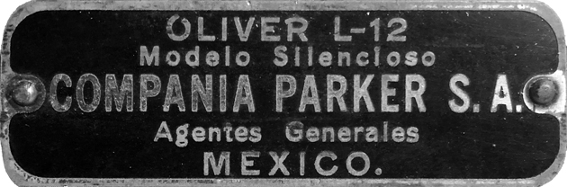 Oliver No. L-12 rear plaque