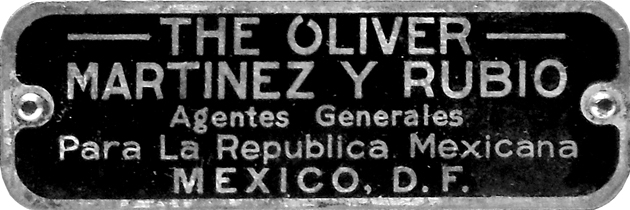 Oliver No. L-13 rear plaque