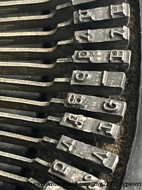 Type slug detail, 5 through H keys.