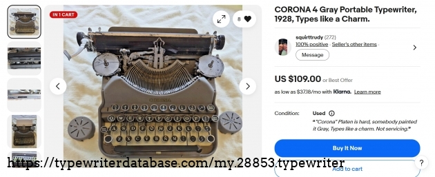 eBay main listing page.  As of 8/30/26, this machine is still available on eBay.