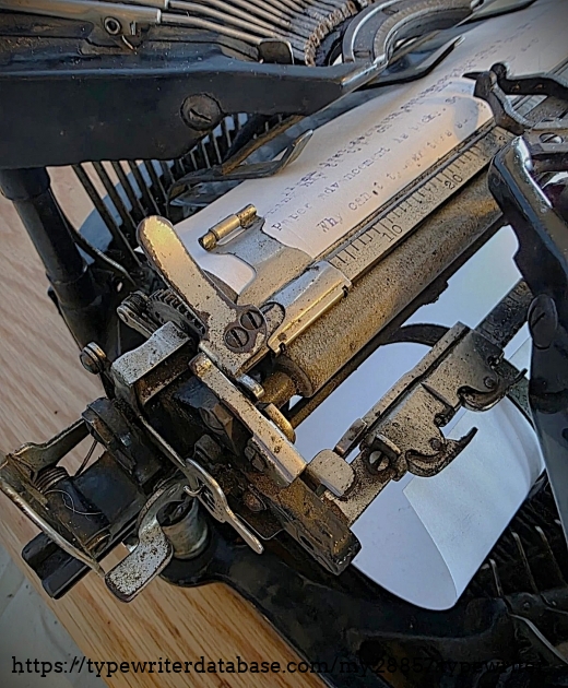 Left carriage end with paper installed.