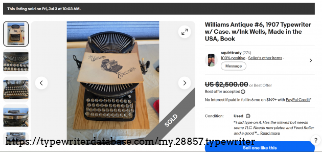 eBay main listing page, showing sold status.