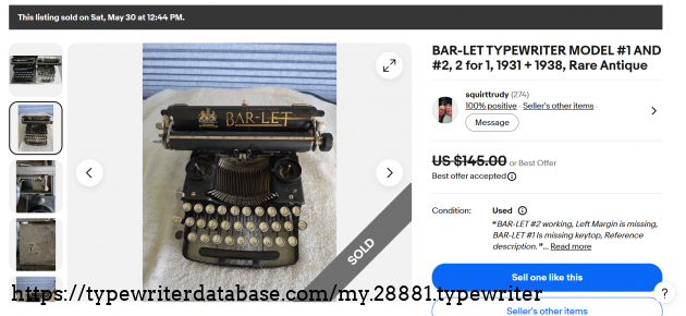 eBay mail listing page, showing sold status.