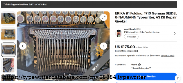 eBay main listing page, showing sold status.