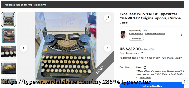 eBay main listing page, showing sold status.