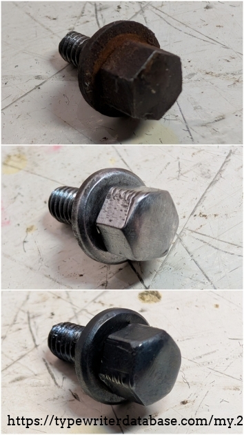 Blueing process of small parts: Remove rust (also removes the original blueing). Heat up with a torch and dip them in raw linseed oil.