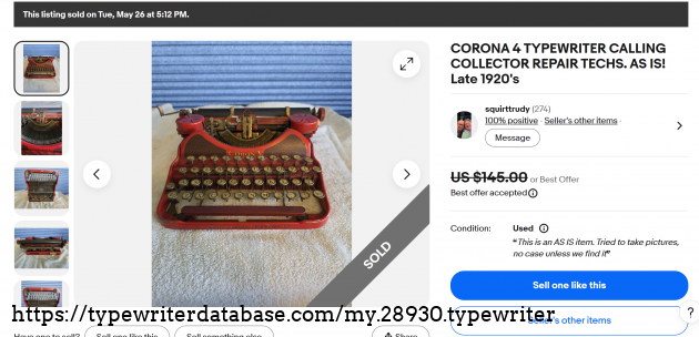 eBay main listing page, showing sold status as of 5/26/2026.