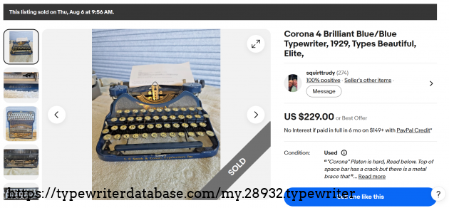 eBay main listing page, showing sold status.