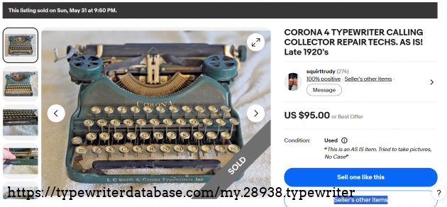 eBay main listing page, showing sold status.