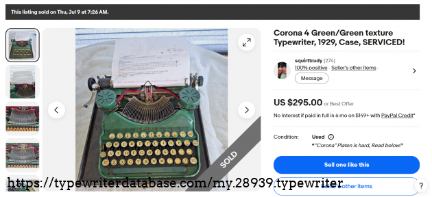 eBay main listing page, showing sold status.