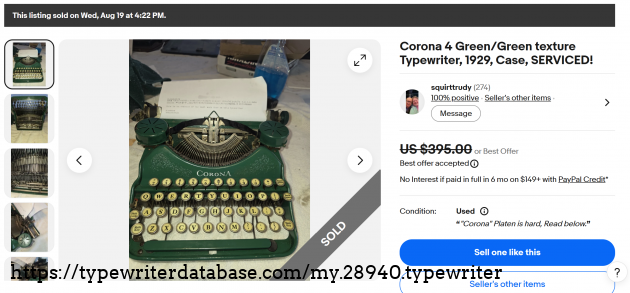 eBay main listing page, showing sold status.