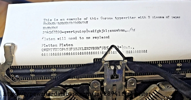 Typing sample inserted in carriage.