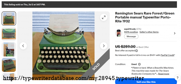 eBay main listing page, showing sold status.