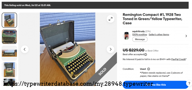 eBay main listing page, showing sold status.