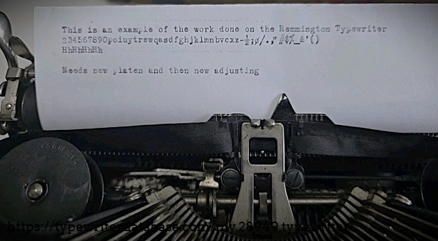 Typing sample in carriage.