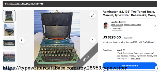 eBay main listing page, showing sold status.