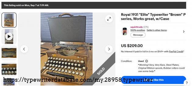 eBay main listing page, showing sold status.