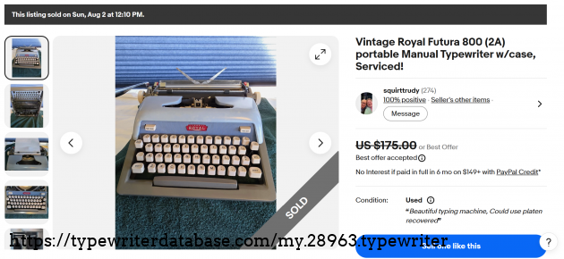 eBay main listing page, showing sold status.