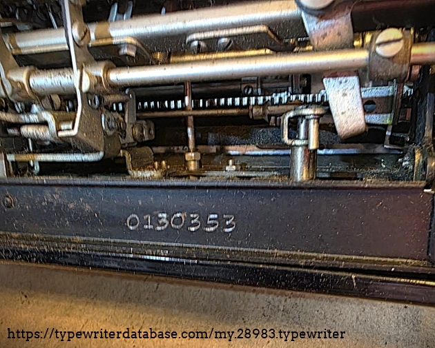 Serial number on back of machine.