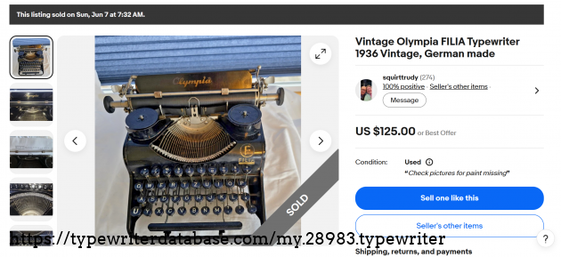 eBay main listing page, showing sold status.