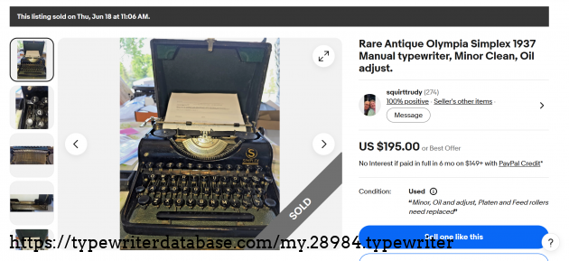 eBay main listing page, showing sold status.