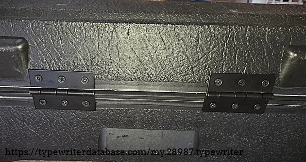 Rear of case, focused on the hinges.