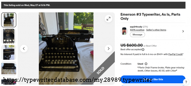 eBay main listing page, showing sold status.