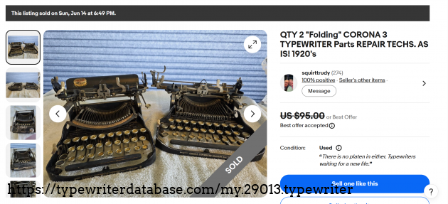 eBay main listing page, showing sold status.