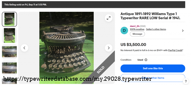 eBay listing page, showing sold on September 11, 2026.
