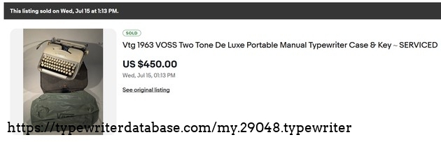 The eBay listing for this machine with a sale date of July 15th, 2026.