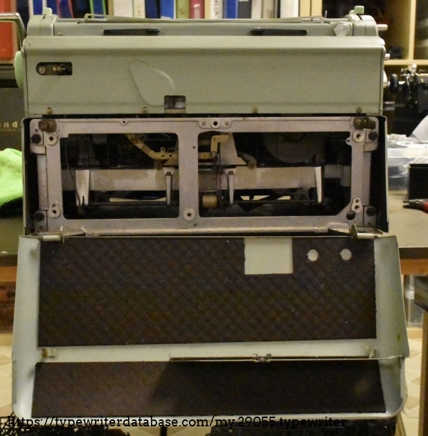 The back with the cover down.  It's hinged on the bottom.