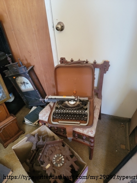9/28/2026, last day of estate sale arranged by Grasons Co., last look of the Groma in its dusty home. Carriage was straightened out soon after I took this picture.
