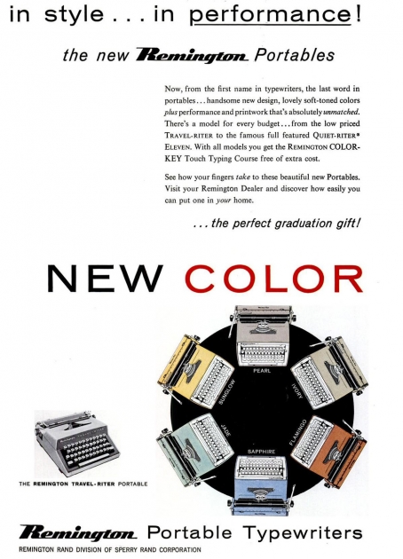 Early 1960 advertisement, note the joints round the front of the pictured Travel-Riter