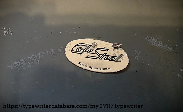 Cole Steel sticker, inside top case lid, detail.