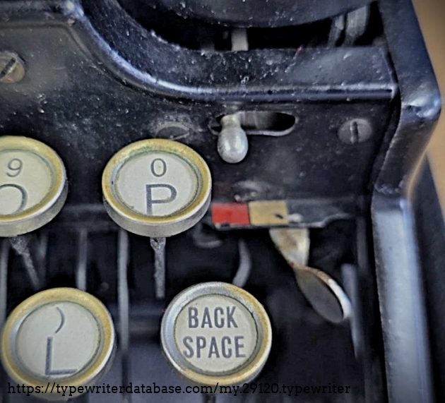 Top right of keyboard, showing ribbon color/stencil selector.
