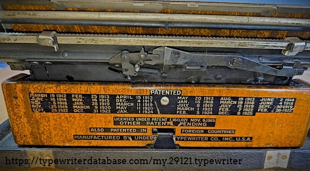 Closer aft view, showing patent dates.
