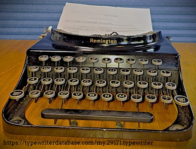 Front view with typing sample inserted.