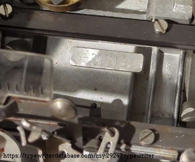 Serial number inside the machine, "15-3060755"