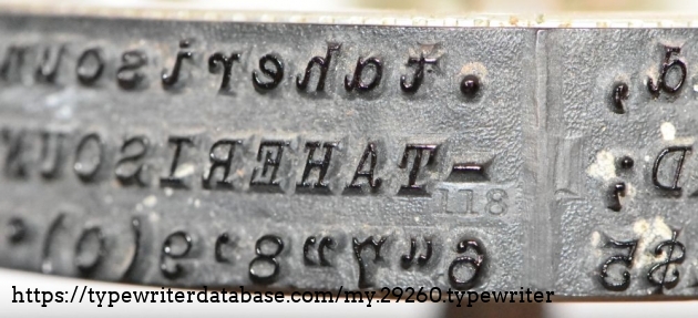 #118 Law Italic for the Ideal keyboard.  Note it tilts left instead of right when the impression is made on paper.