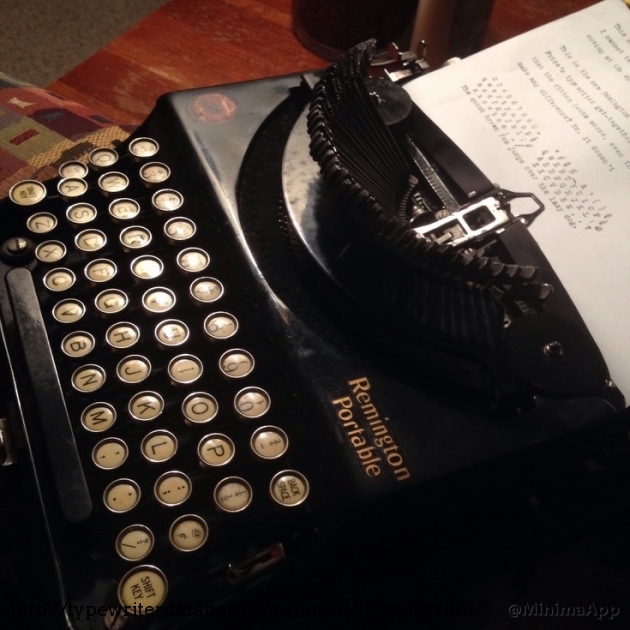 The typewriter with the typebars engaged.