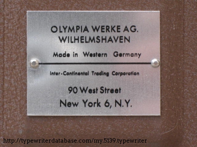 Olympia Werke AG tag on back
