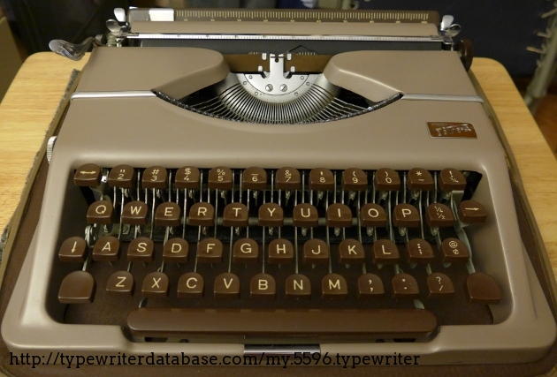 Same typewriter under ambient natural light in the radio room.