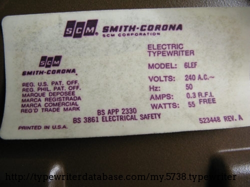 Close up of label showing voltage requirement etc.