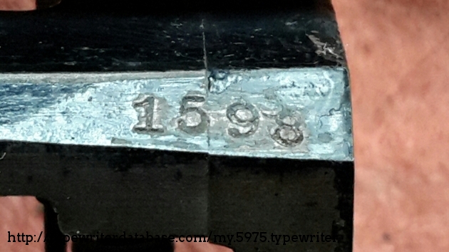 Royal Standard serial number stamped into rear frame of typewriter.