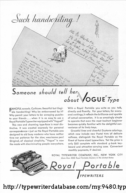 Advertisement for Vogue type.