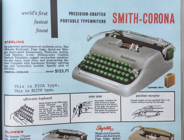 Smith Corona "Sterling" page from Bennett catalog.