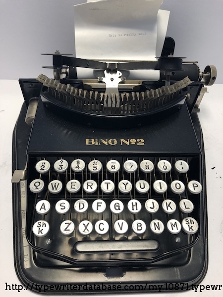 1925 Bing 2 on the Typewriter Database