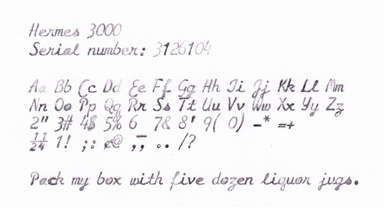 Cursive Hermes 3000 (script) : r/typewriters