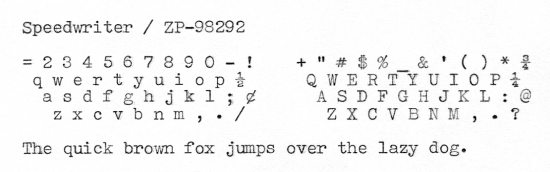 1958 Speedwriter Speedwriter on the Typewriter Database